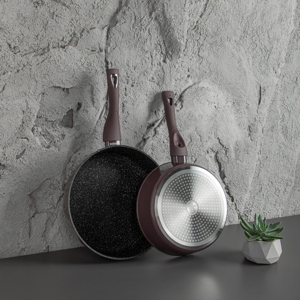 SATOSHI Валькур Сковорода литая глубокая d=28см, антипригарное покрытие мрамор, индукция, арт.№ 846-475