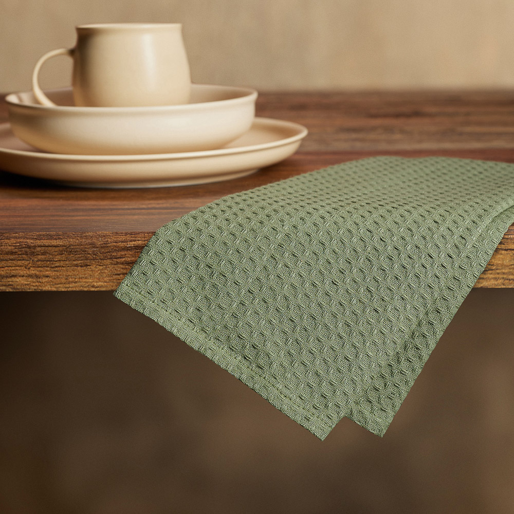 PROVANCE Эвкалипт Полотенце кухонное вафельное, 40х60см, 100% хлопок, зелёный, арт.№ 434-001