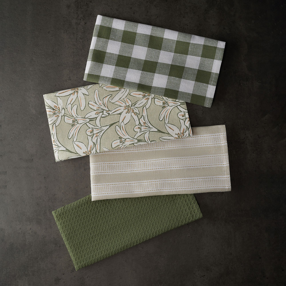 PROVANCE Эвкалипт Полотенце кухонное, 40х60см, 100% хлопок, клетка, зелёный, арт.№ 434-003