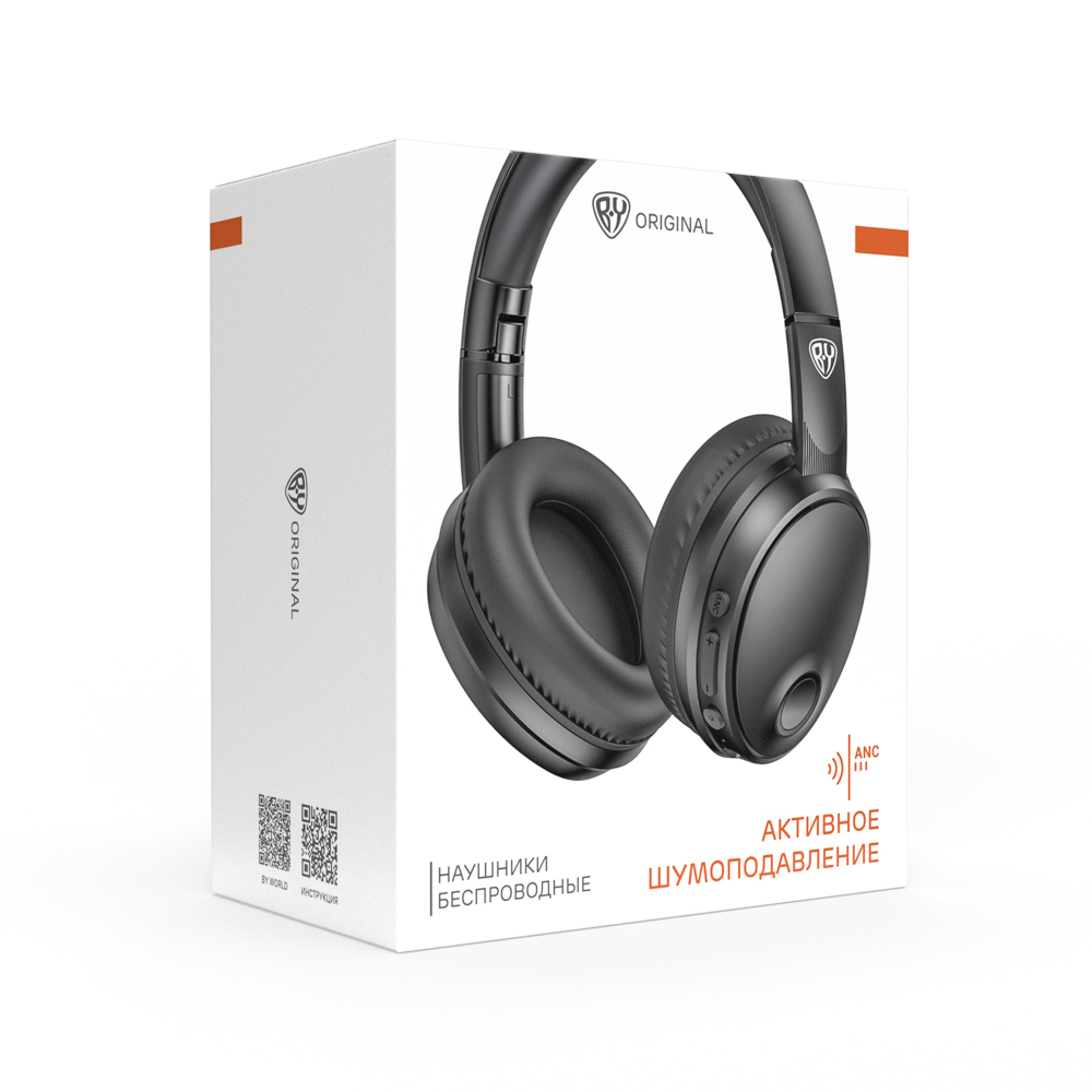 Наушники беспроводные полноразмерные BY SilentTune, шумоподавление ANC, экокожа, 300мАч, чёрный, арт.№ 410-287