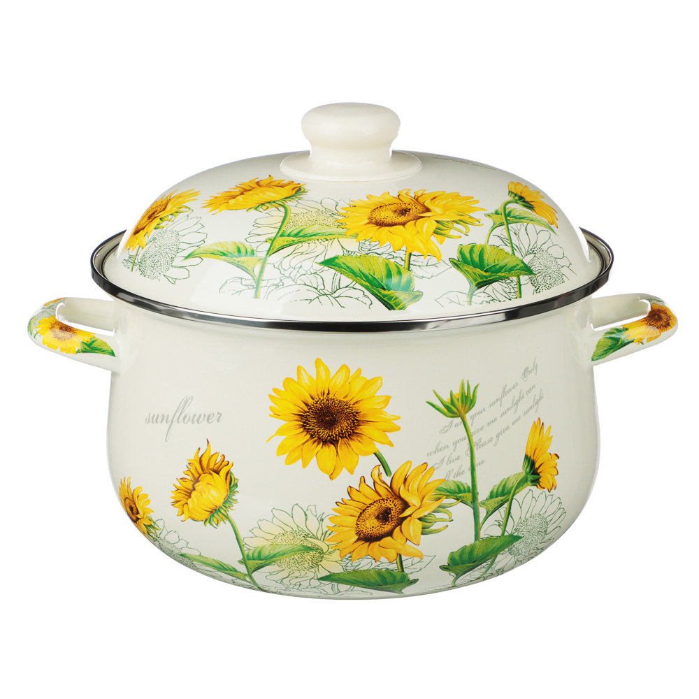 VETTA Подсолнухи Кастрюля эмалированная, 24см, 5,0л, индукция, арт.№ 894-523