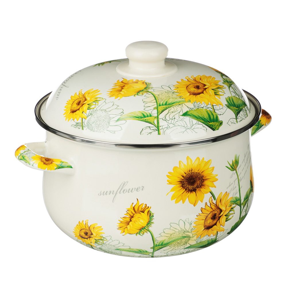 VETTA Подсолнухи Кастрюля эмалированная, 24см, 5,0л, индукция, арт.№ 894-523