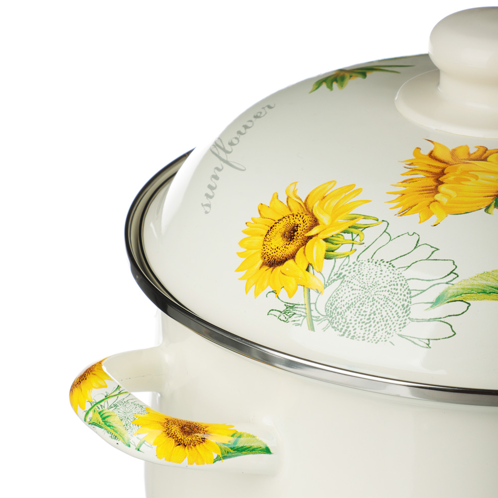 VETTA Подсолнухи Кастрюля эмалированная, 24см, 5,0л, индукция, арт.№ 894-523