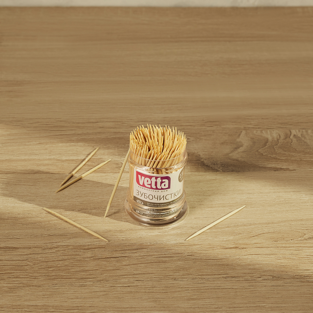 Зубочистки тм VETTA, бамбук, акриловая упаковка, 180шт, арт.№ 437-242