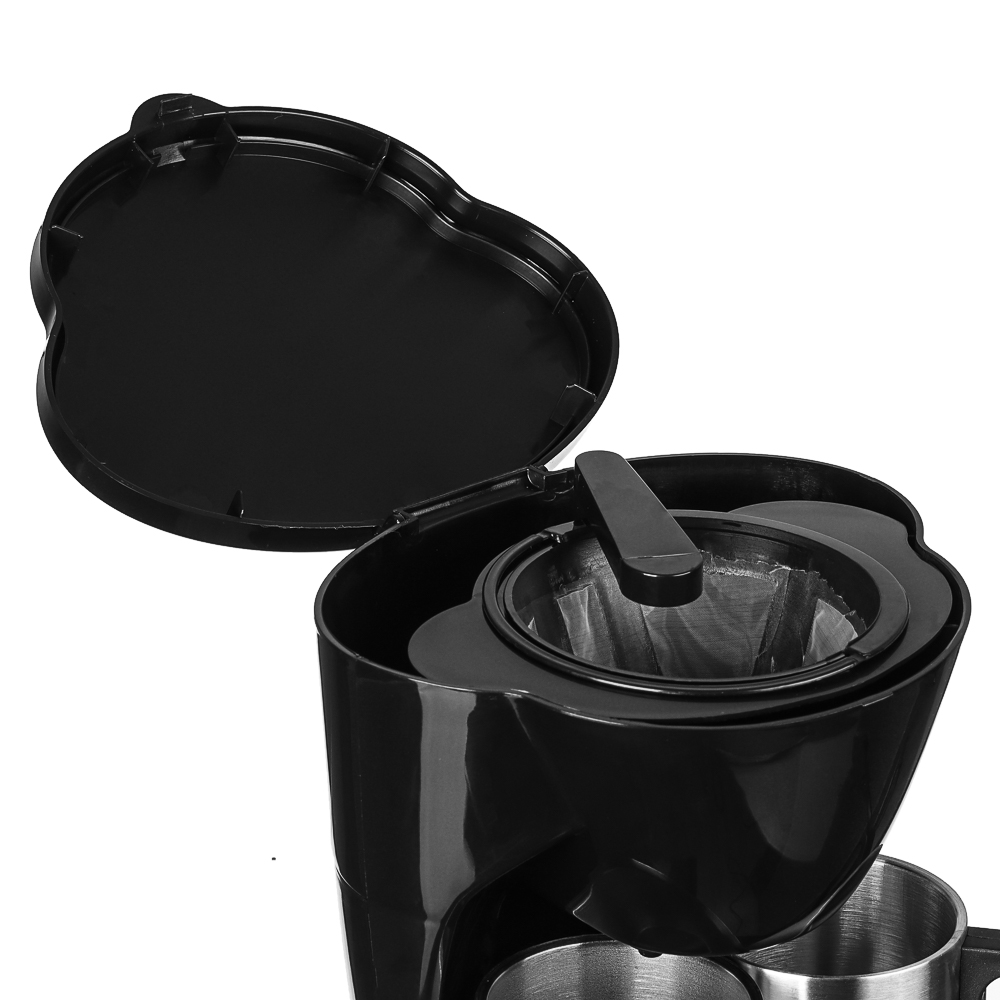 LEBEN Кофеварка капельная 500Вт, две металлические чашки 0,3л, арт.№ 286-025