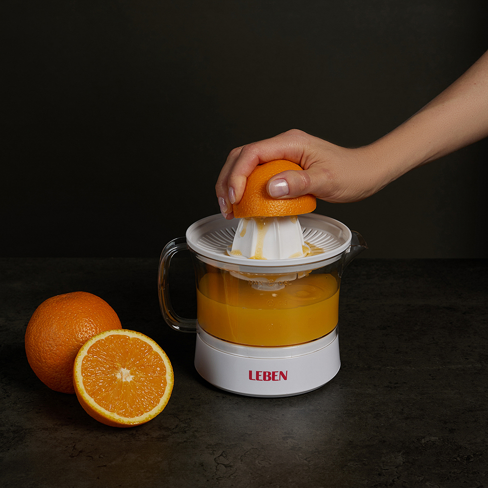 LEBEN Соковыжималка для цитрусовых, 25Вт, встроенная емкость для сока 0,5л, пластик, арт.№ 273-019