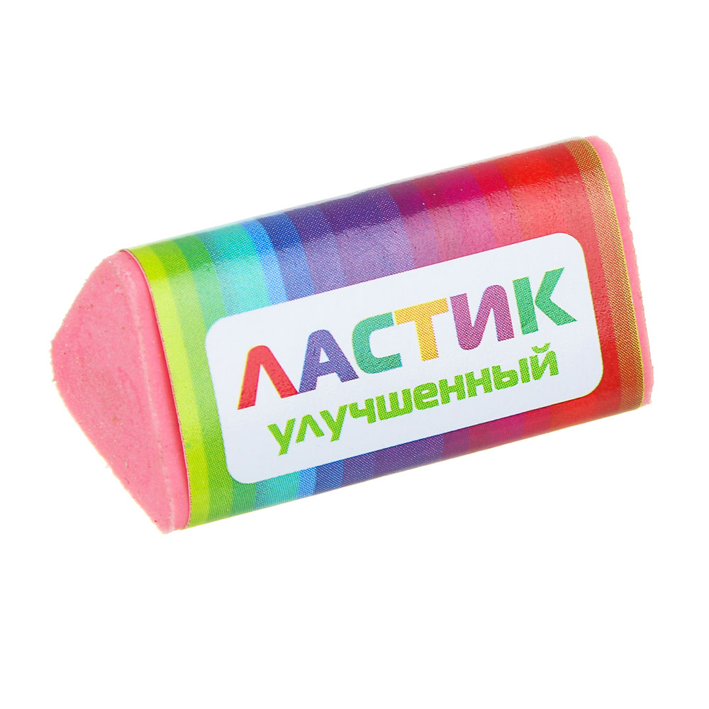 ClipStudio Ластик трехгранный, 3,5х1,8х1,8см, в держателе, улучшенное стирание, ТПР, 4 цвета, арт.№ 607-005