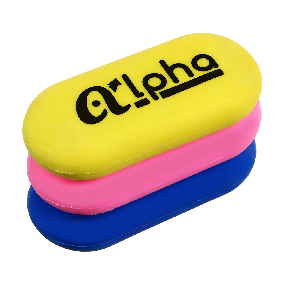 Ластик ClipStudio Альфа 5,7х2,6х1,2см, овальный, цветной, улучшенное стирание, ТПР, 3 цвета, арт.№ 607-010