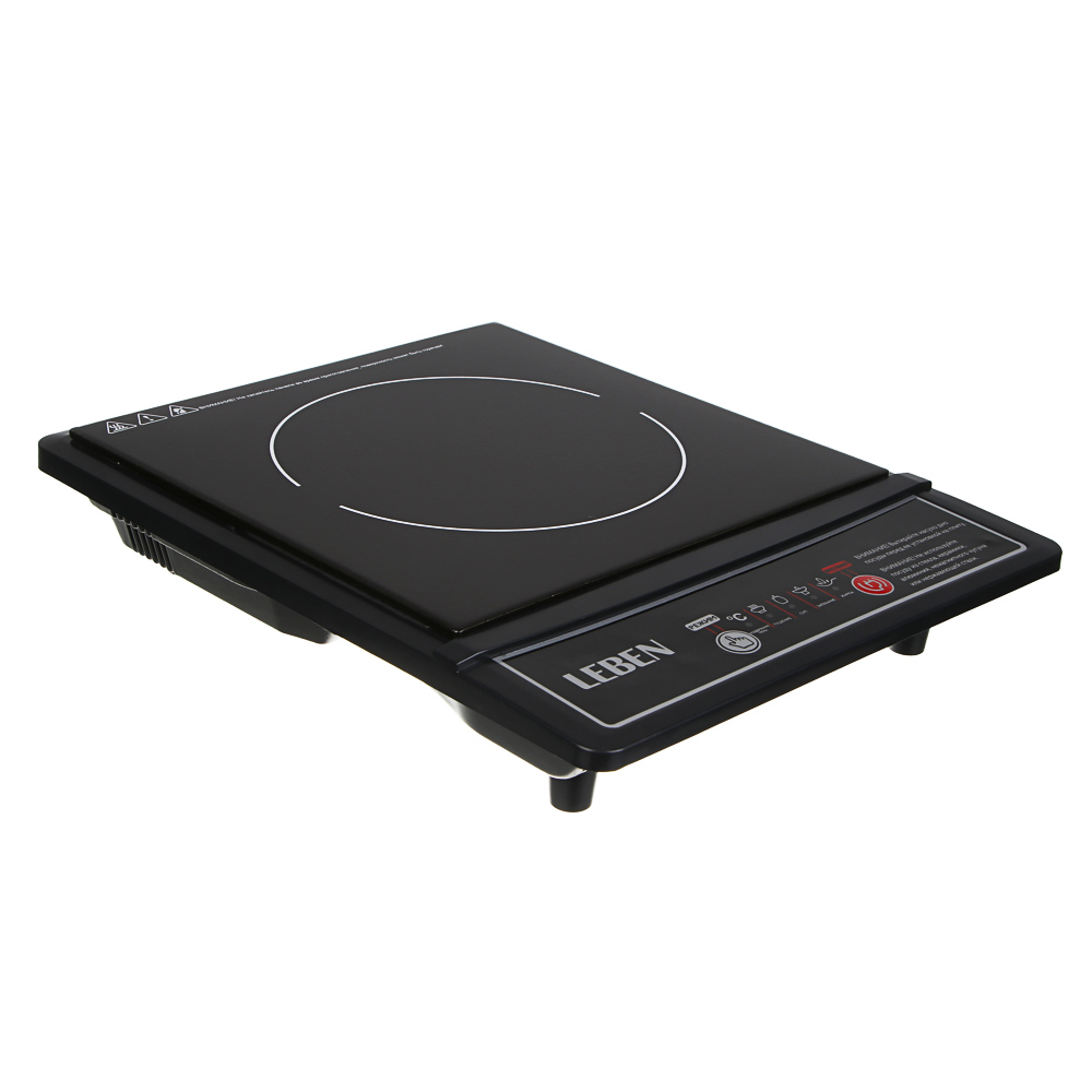Плитка индукционная тм LEBEN одноконфорочная 1500Вт, LED дисплей, защита от перегрева, чёрная, арт.№ 215-050