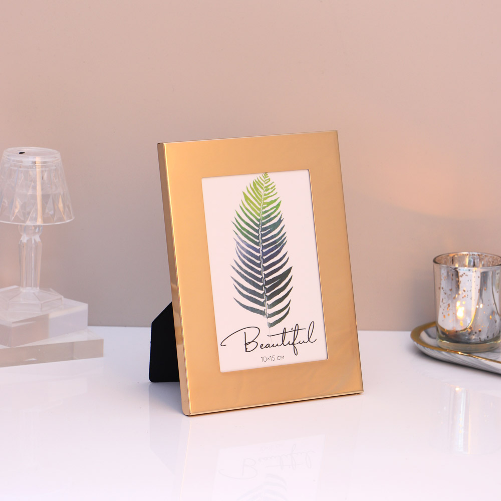 Фоторамка, 10х15 см, металл, 2 цвета, золото, серебро, арт.3-4, арт.№ 520-862