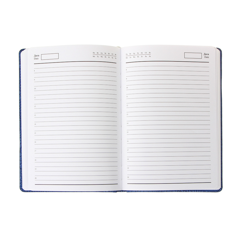 Ежедневник недатир."Кроко" А5, 320стр, тверд.обл.с поролоном, ПУ под кожу крокодила, пакет, синий, арт.№ 572-061