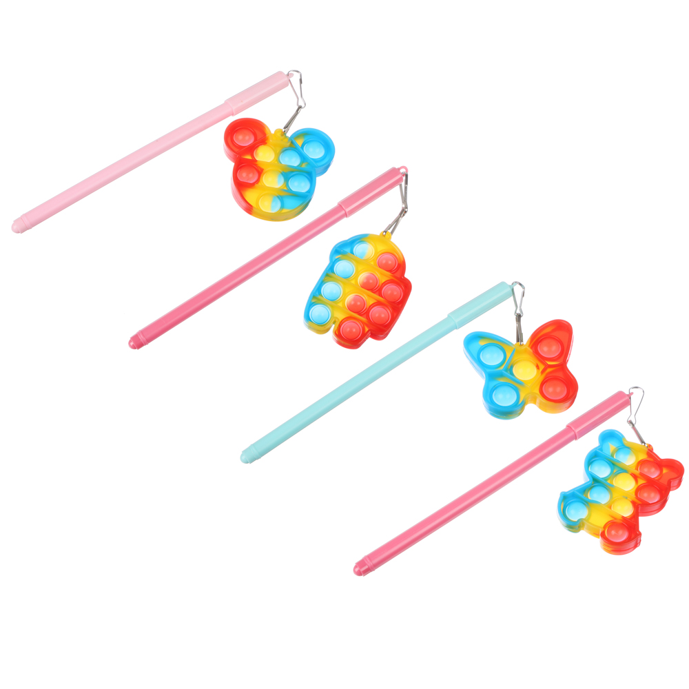 Ручка шариковая с брелоком с эффектом поп-ит, синяя, корпус 16,8 см, пластик, пакет, 4 дизайна, арт.№ 591-160