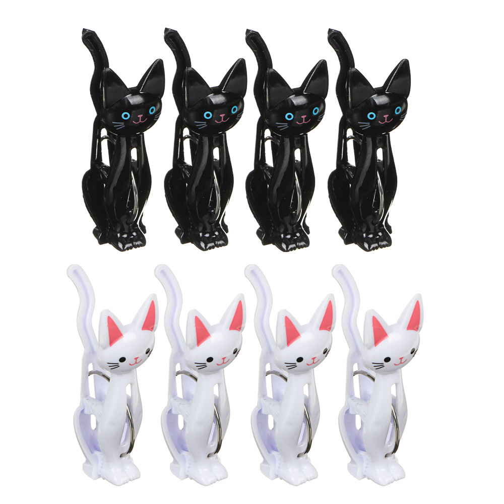 VETTA Набор прищепок 4шт, Кошки, пластик, 2 цвета, арт.№ 453-082