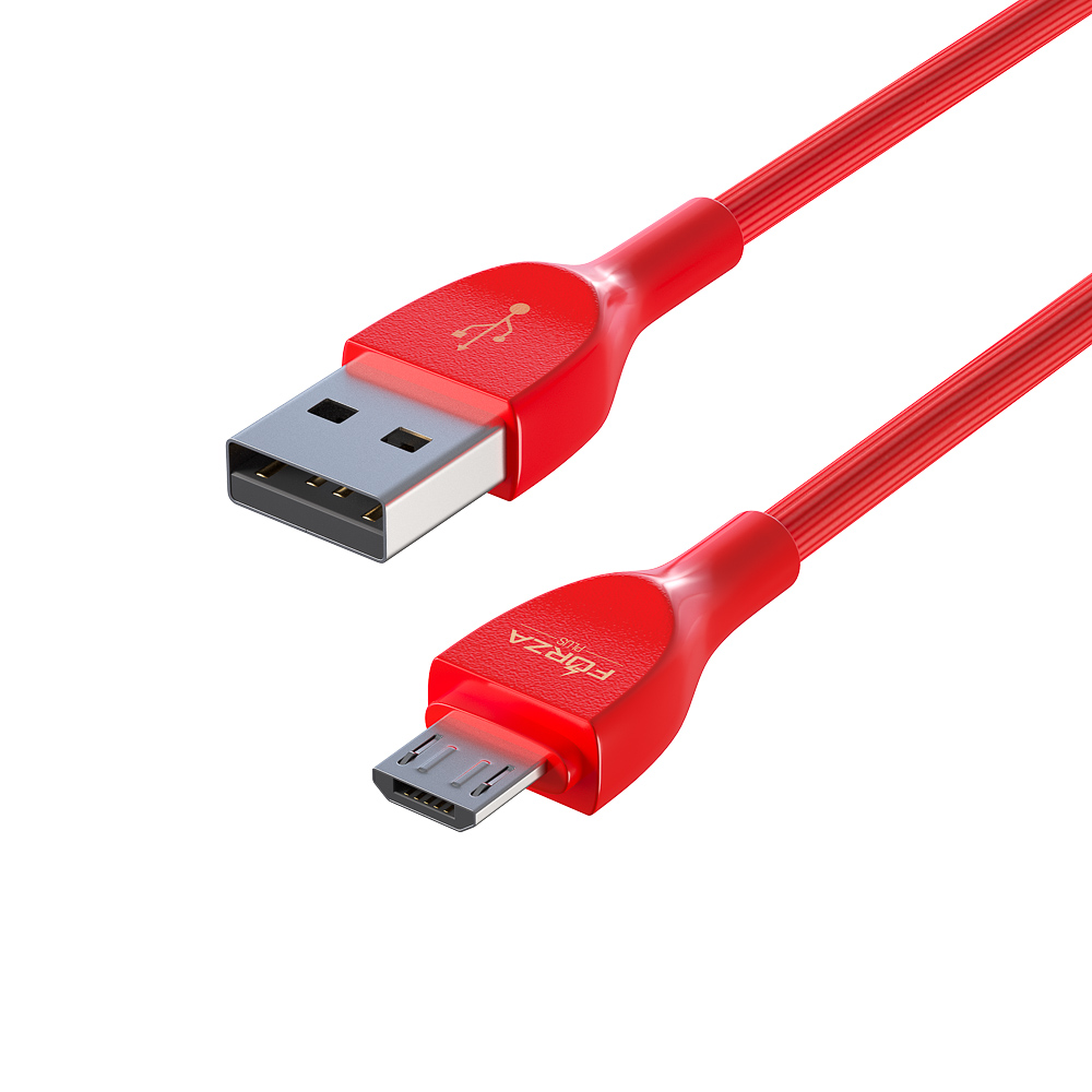 Кабель для зарядки USB(A)-microUSB FORZA Акварель, 1м, 2А, 4 цвета, пакет, арт.№ 931-021