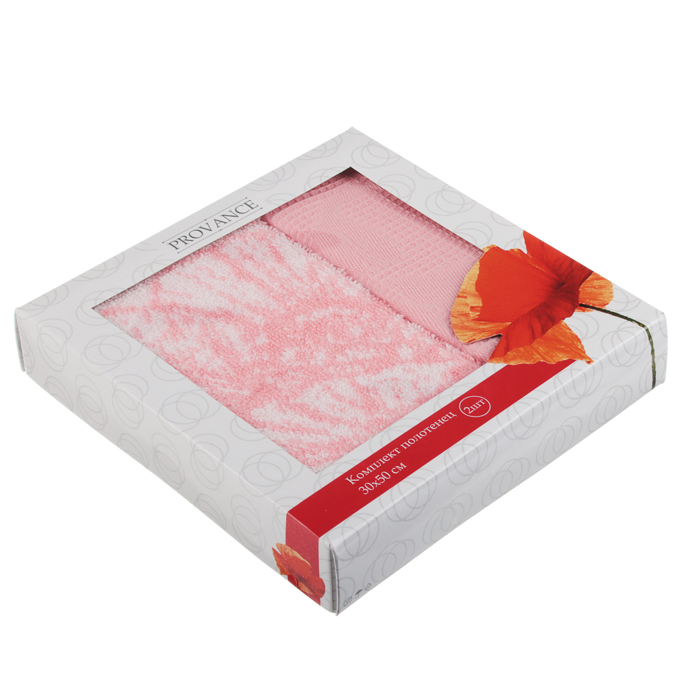 PROVANCE Маковое поле Комплект полотенец махра + вафля 2шт, 30х50см, 100% хлопок, арт.№ 488-075