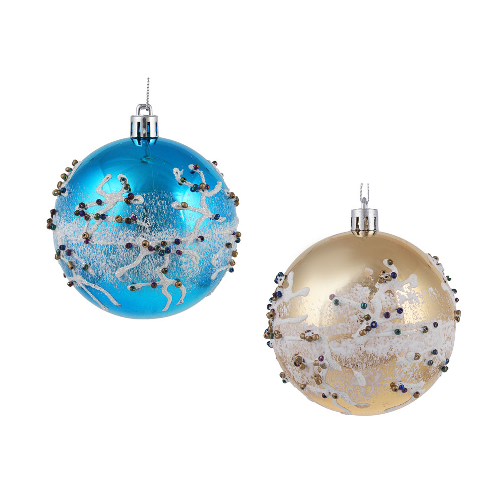 СНОУ БУМ Шар с декором из бисера, пластик, 8 см, 3 дизайна, арт.№ 374-480