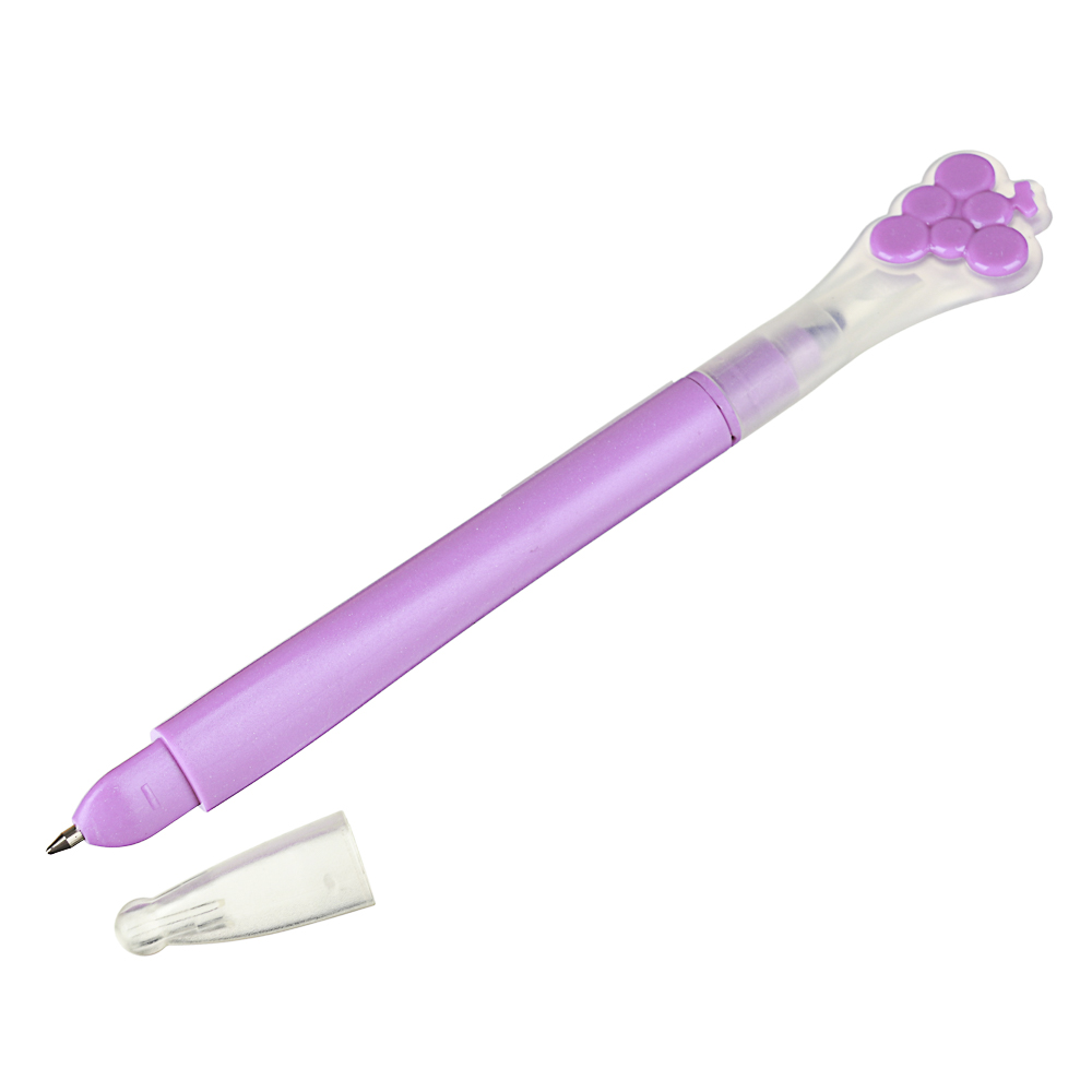 Ручка шариковая синяя с текстмаркером "Фрукты", 0,7мм, 15см, 4 цв. маркера, арт.№ 622-011