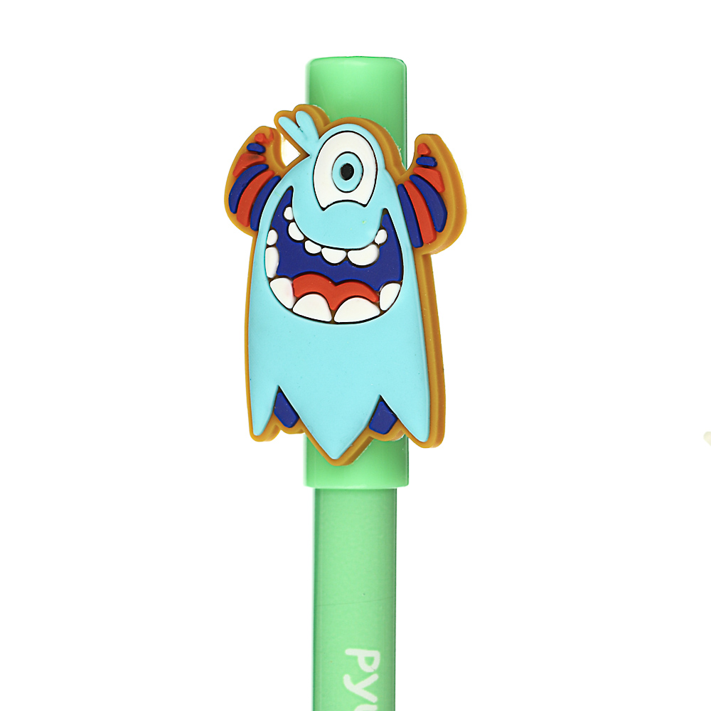 Ручка гелевая "Пиши - стирай", синяя, с резиновой фигуркой, 0,7мм, пластик, 4 цв. корпуса, 4 фигурки, арт.№ 622-009