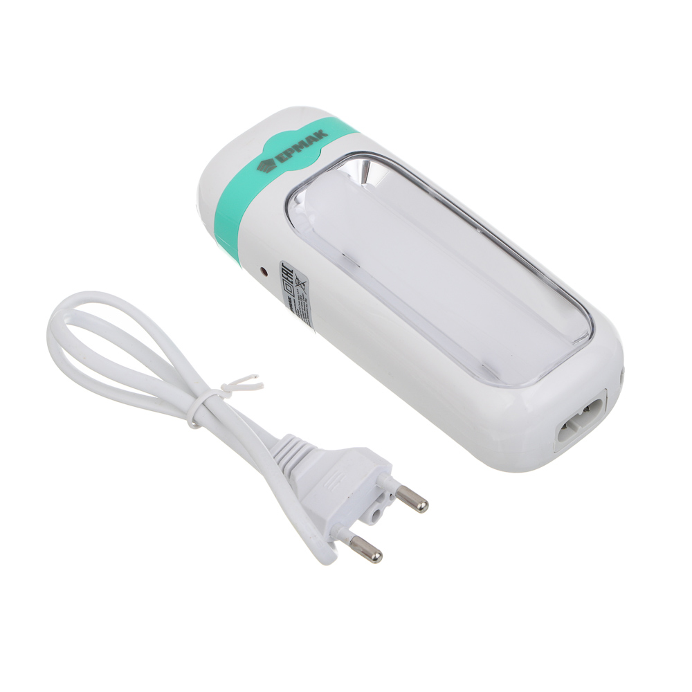 Фонарь-светильник тм ЕРМАК, LED, 2 режима, 1200мАч, пластик, 130х50х37 мм, тип питания 220 В, арт.№ 224-063