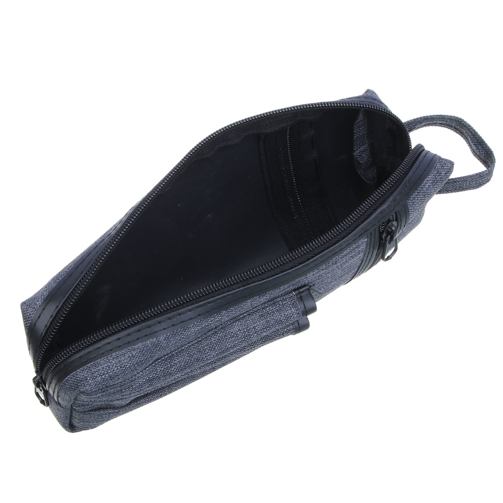 Пенал овальный 21,5х6,5х3,5см, 1 отд., двойная молния, ручка, 3 внешних карм., ПЭ под ткань, 3 цвета, арт.№ 238-038