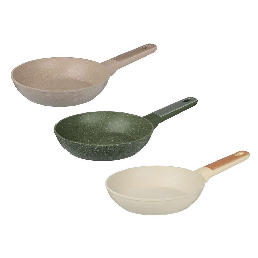 SATOSHI Кантри Сковорода литая d20см, антипригарное покрытие мрамор, индукция, 3 цвета, арт.№ 846-759