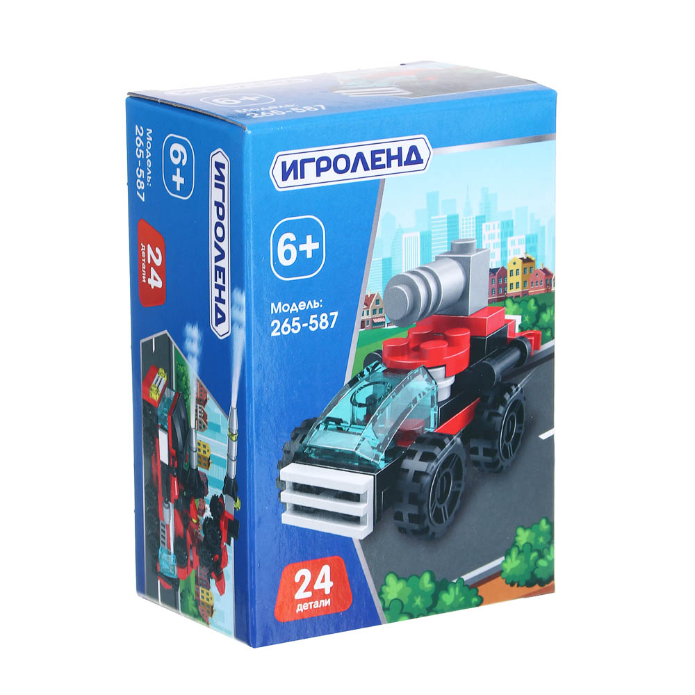 ИГРОЛЕНД Город Конструктор пожарная помощь 25 дет., ABS, 10х7х3 см, 8 дизайнов, арт.№ 265-587