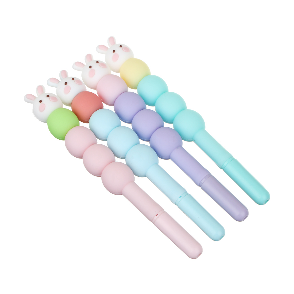 Ручка шариковая синяя, наконечник в форме зайчика, мягкий корпус, 15 см, 4 цвета корпуса, арт.№ 591-032