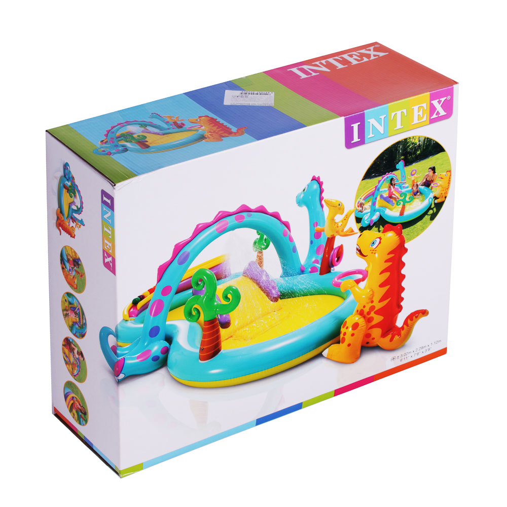 INTEX Игровой центр Динолэнд с горкой 302х229х112см, 280л, рем.комплект, возраст 2+, 57135NP, арт.№ 109-001