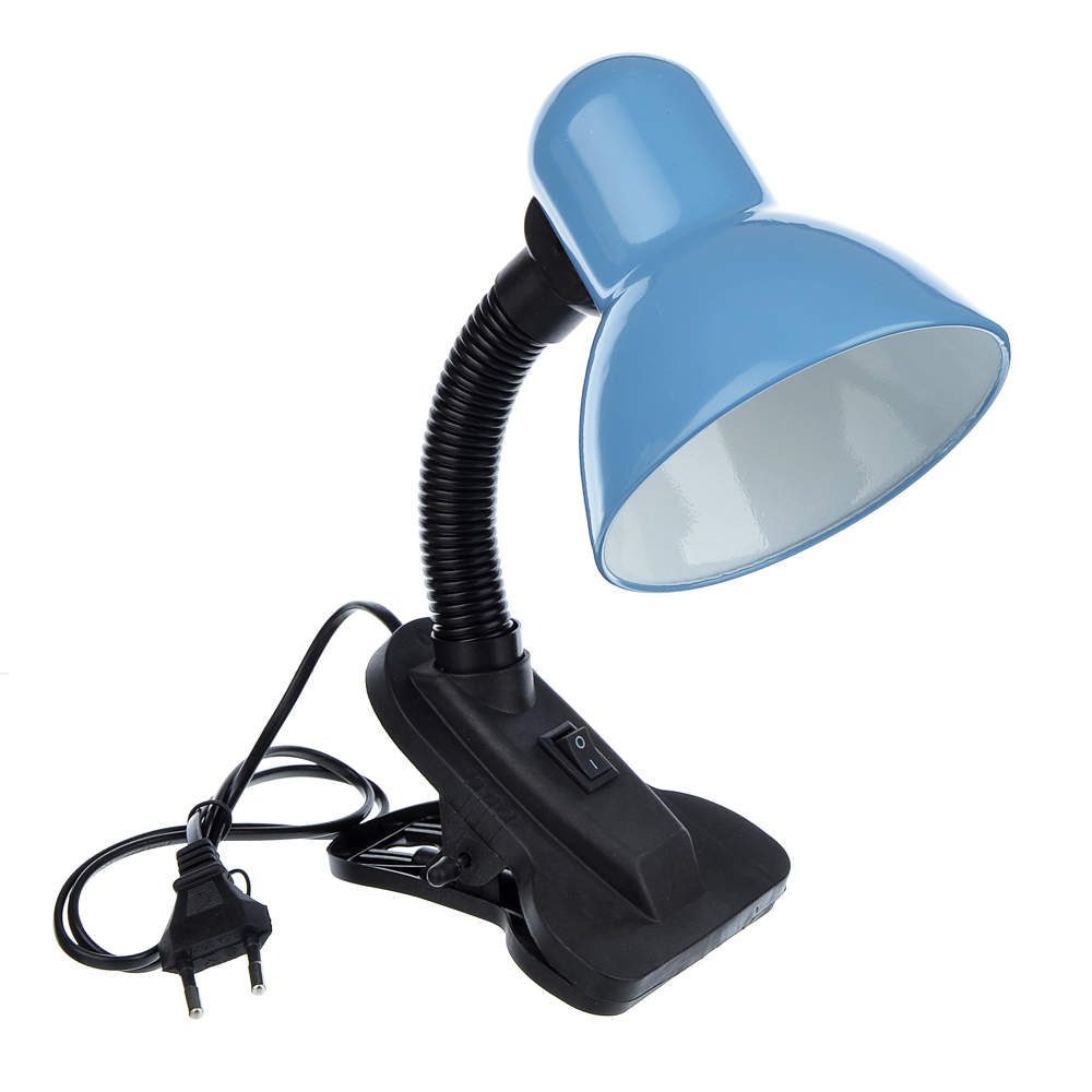 Светильник на прищепке FORZA, E27, 40Вт, 220В, гнущаяся ножка 10см, шнур 75см, 5 цветов, арт.№ 417-031