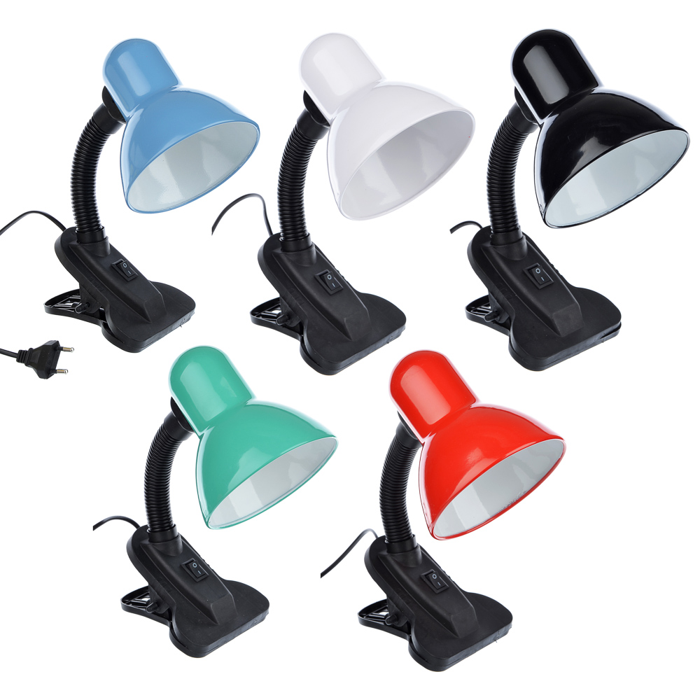 Светильник на прищепке FORZA, E27, 40Вт, 220В, гнущаяся ножка 10см, шнур 75см, 5 цветов, арт.№ 417-031