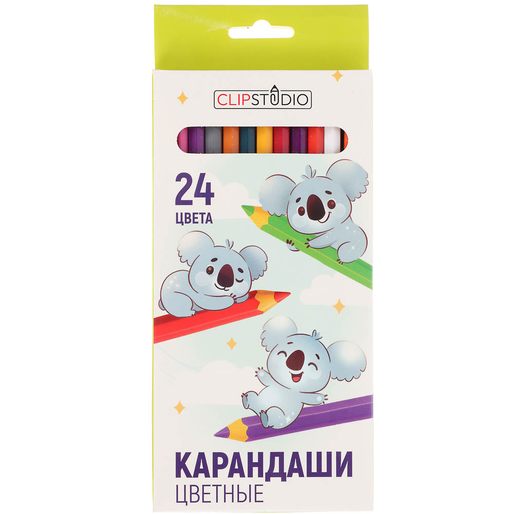 Карандаши 24цв. ClipStudio шестигранные заточ., пластик, улучшенное письмо, в карт.коробке, арт.№ 228-155