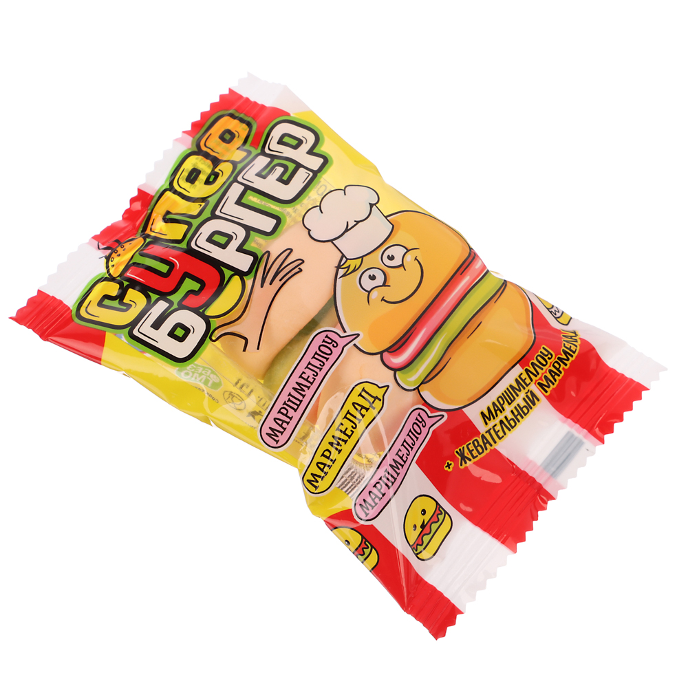 Маршмеллоу с жевательным мармеладом "СУПЕР БУРГЕР" 15гр, арт.№ 347-369
