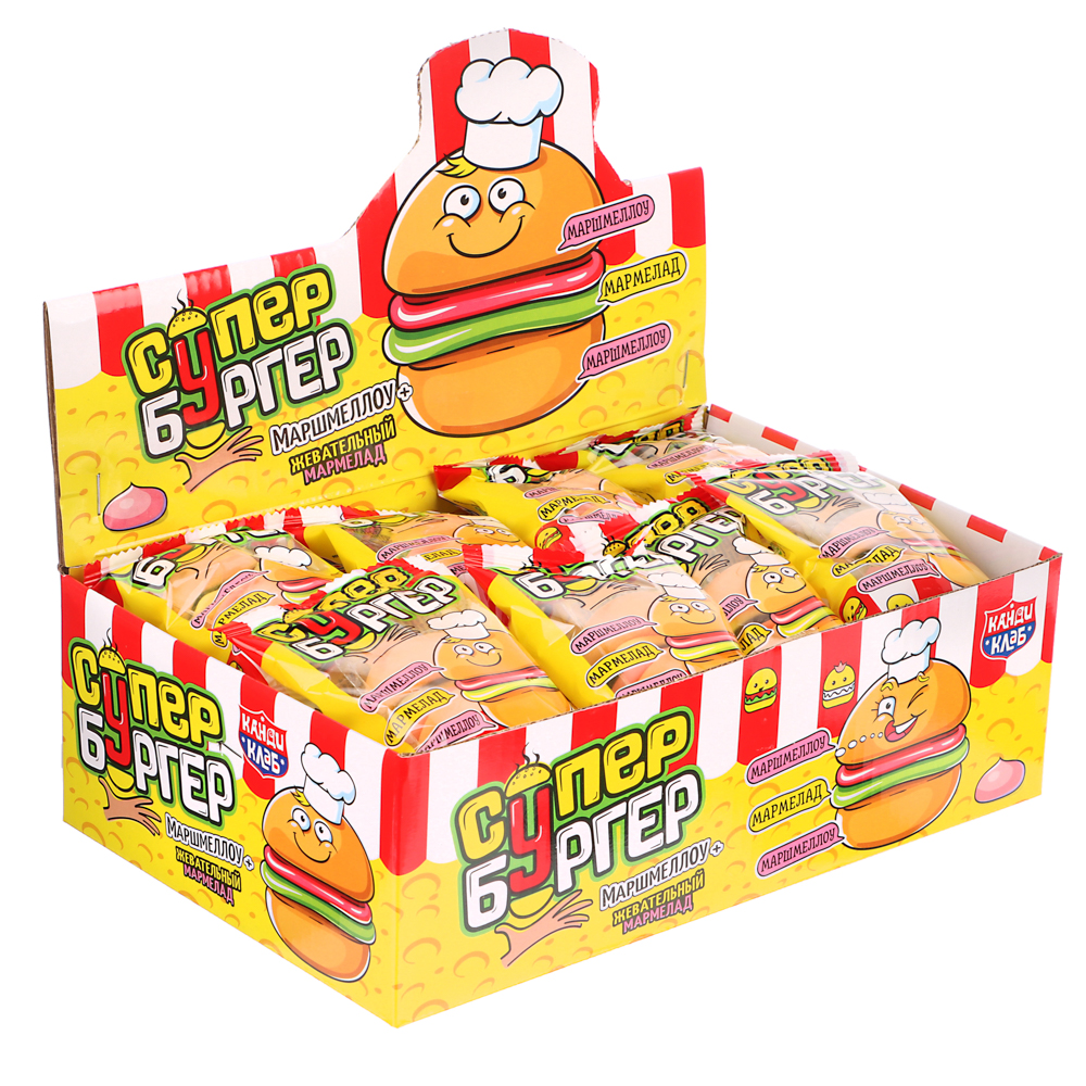 Маршмеллоу с жевательным мармеладом "СУПЕР БУРГЕР" 15гр, арт.№ 347-369