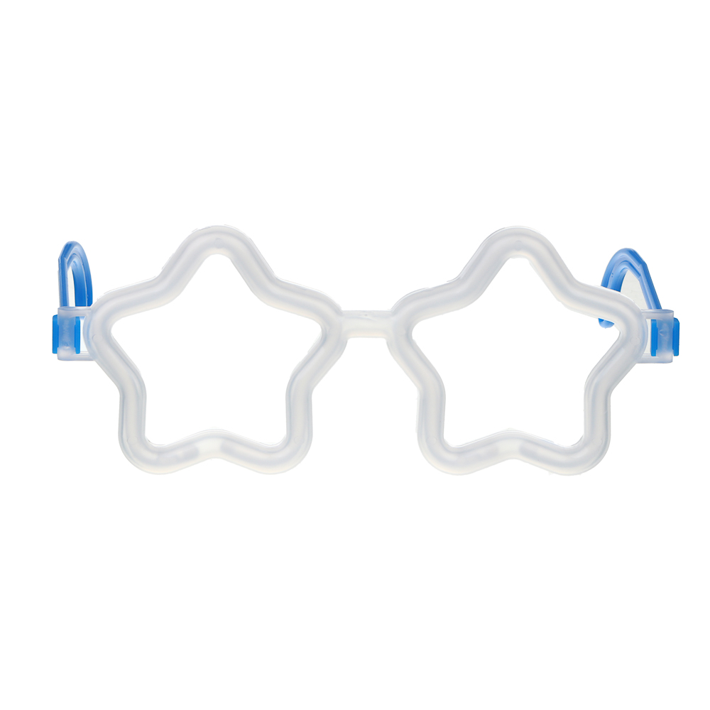 СНОУ БУМ Очки неоновые в виде звездочек, ширина очков 17 см, пластик, 4 цвета, арт.№ 391-307
