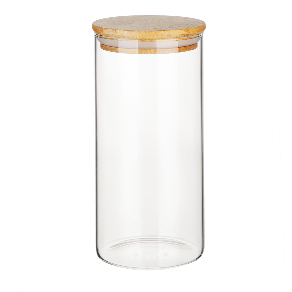 VETTA ЭКО Эллипс Банка для хранения 850мл, 18,5х8,5см, стекло, бамбук, арт.№ 828-274