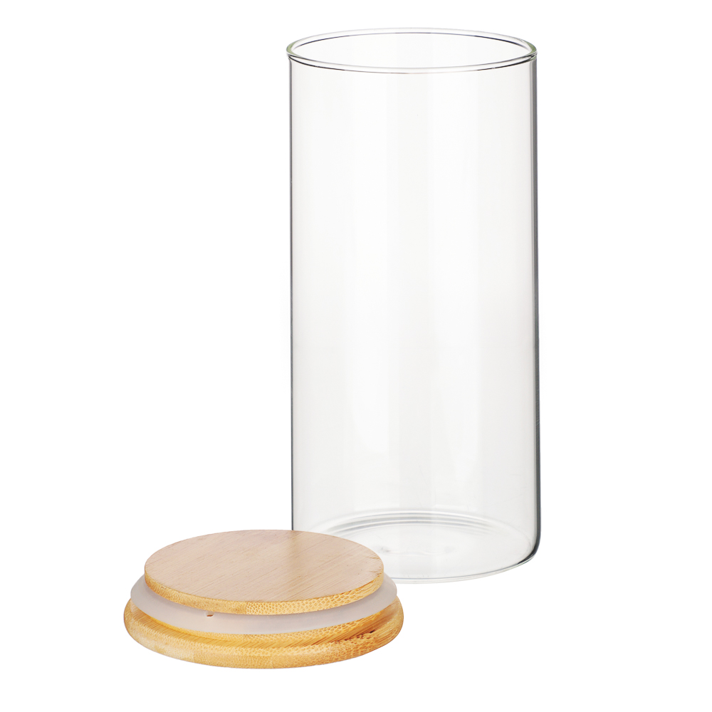 VETTA ЭКО Эллипс Банка для хранения 850мл, 18,5х8,5см, стекло, бамбук, арт.№ 828-274