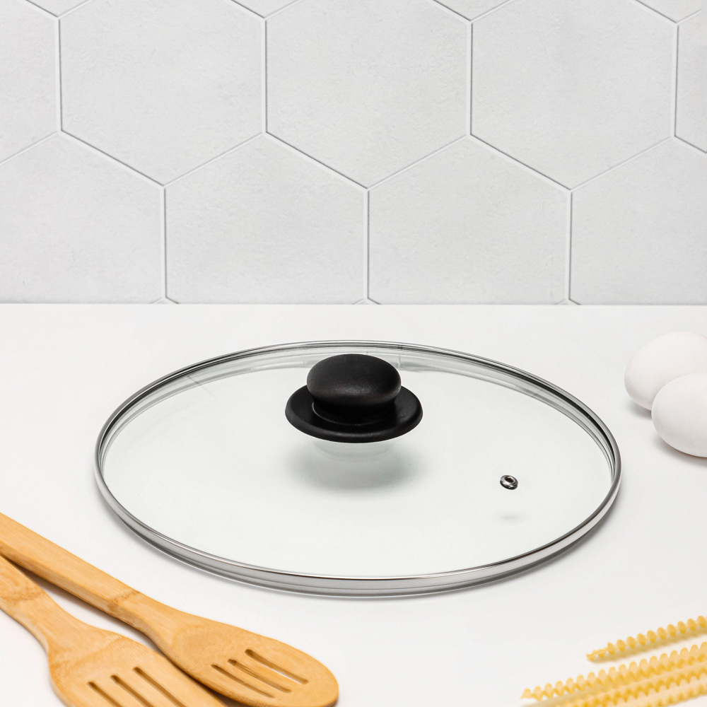 Крышка стеклянная 28см с метал.ободком в сборе, арт.№ 848-064