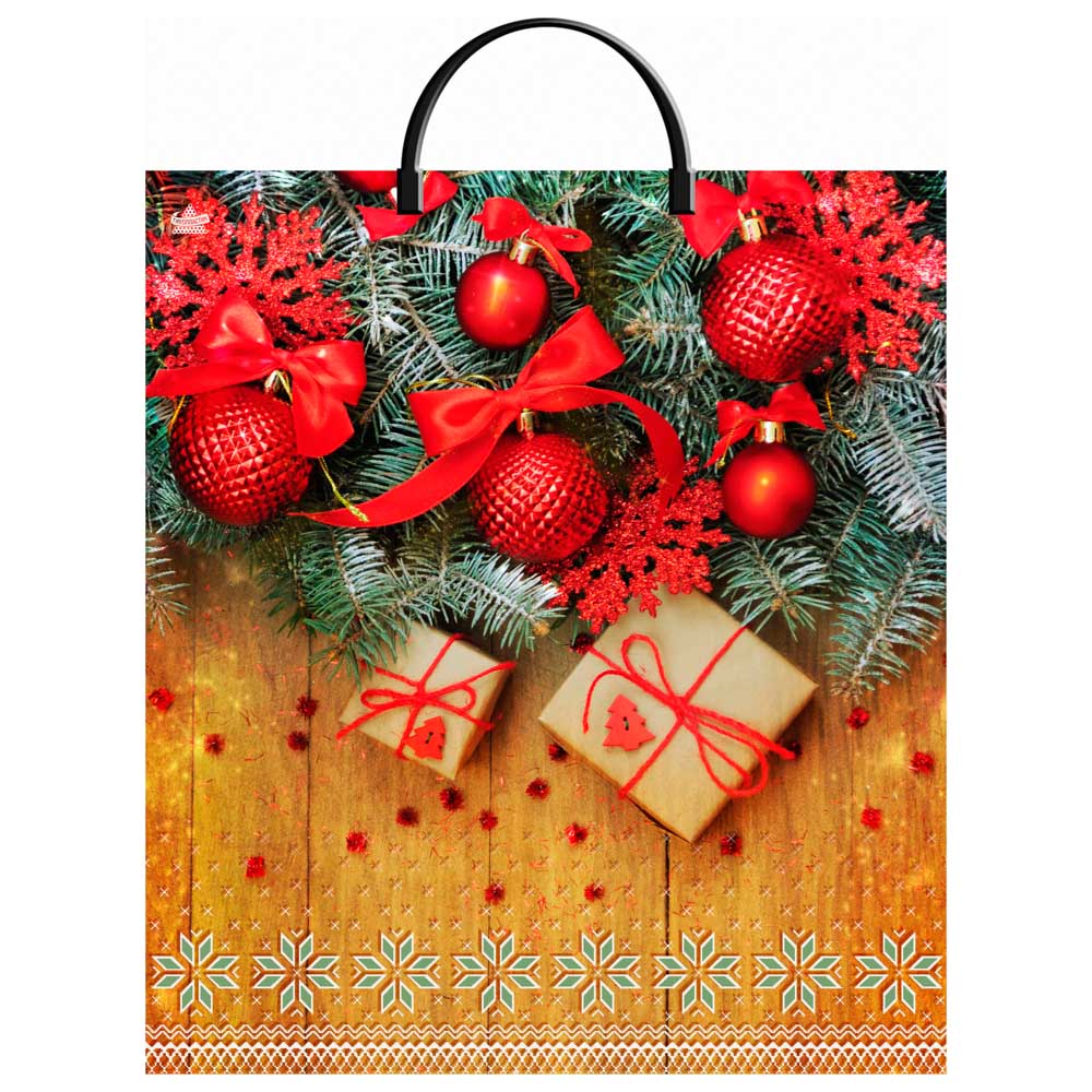 Пакет ПВД с пластиковой ручкой, 40x44см, 100мкм, 5 дизайнов., арт.№ 369-469