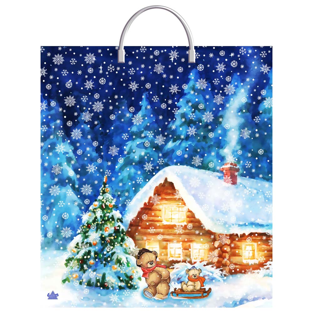 Пакет ПВД с пластиковой ручкой, 40x44см, 100мкм, 5 дизайнов., арт.№ 369-469