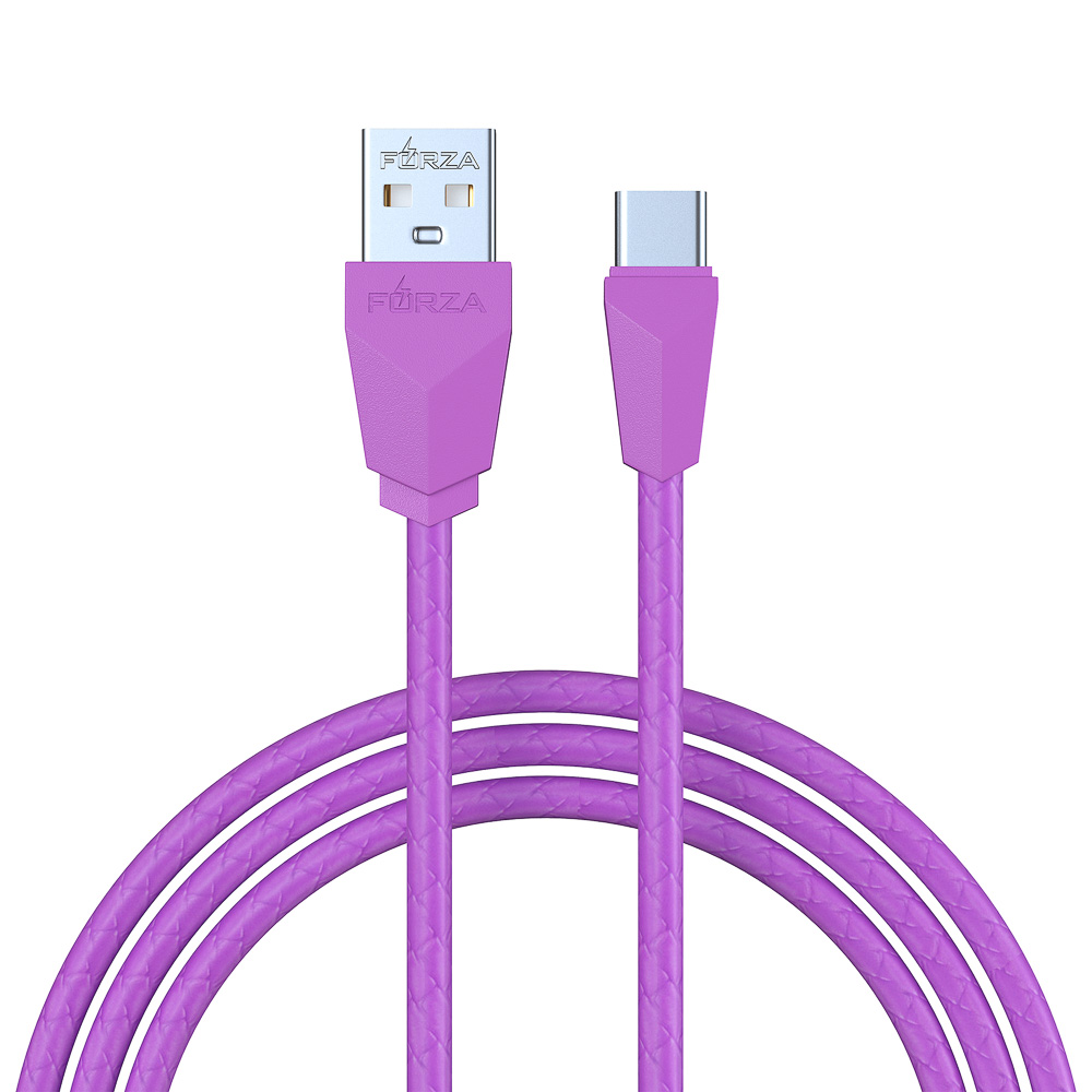 Кабель для зарядки USB(A)-Type C FORZA Комфорт, 1м, 1А, PVC, прорезиненный, 5 цветов, пакет, арт.№ 931-014