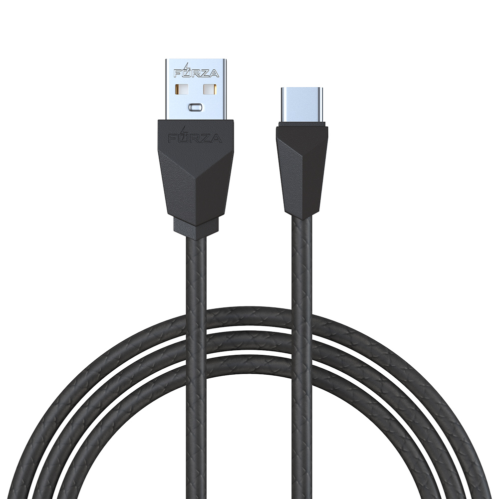 Кабель для зарядки USB(A)-Type C FORZA Комфорт, 1м, 1А, PVC, прорезиненный, 5 цветов, пакет, арт.№ 931-014