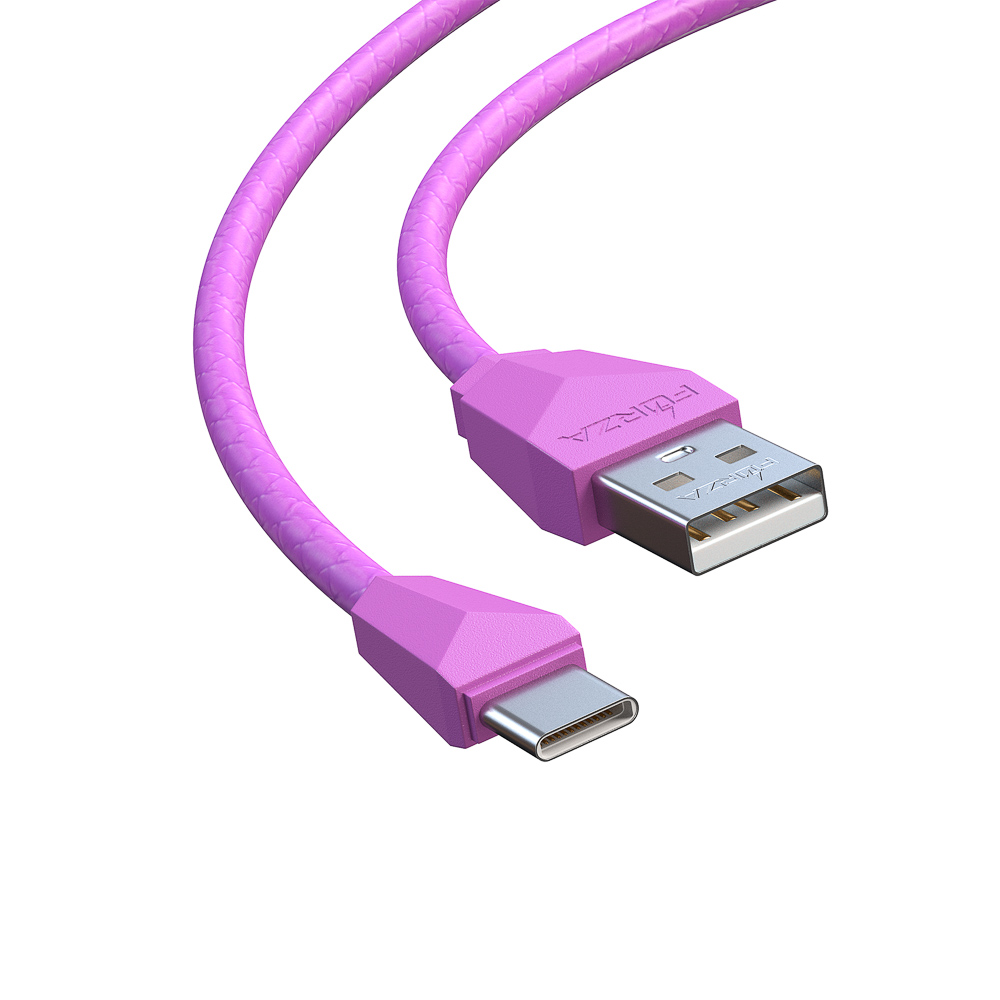Кабель для зарядки USB(A)-Type C FORZA Комфорт, 1м, 1А, PVC, прорезиненный, 5 цветов, пакет, арт.№ 931-014