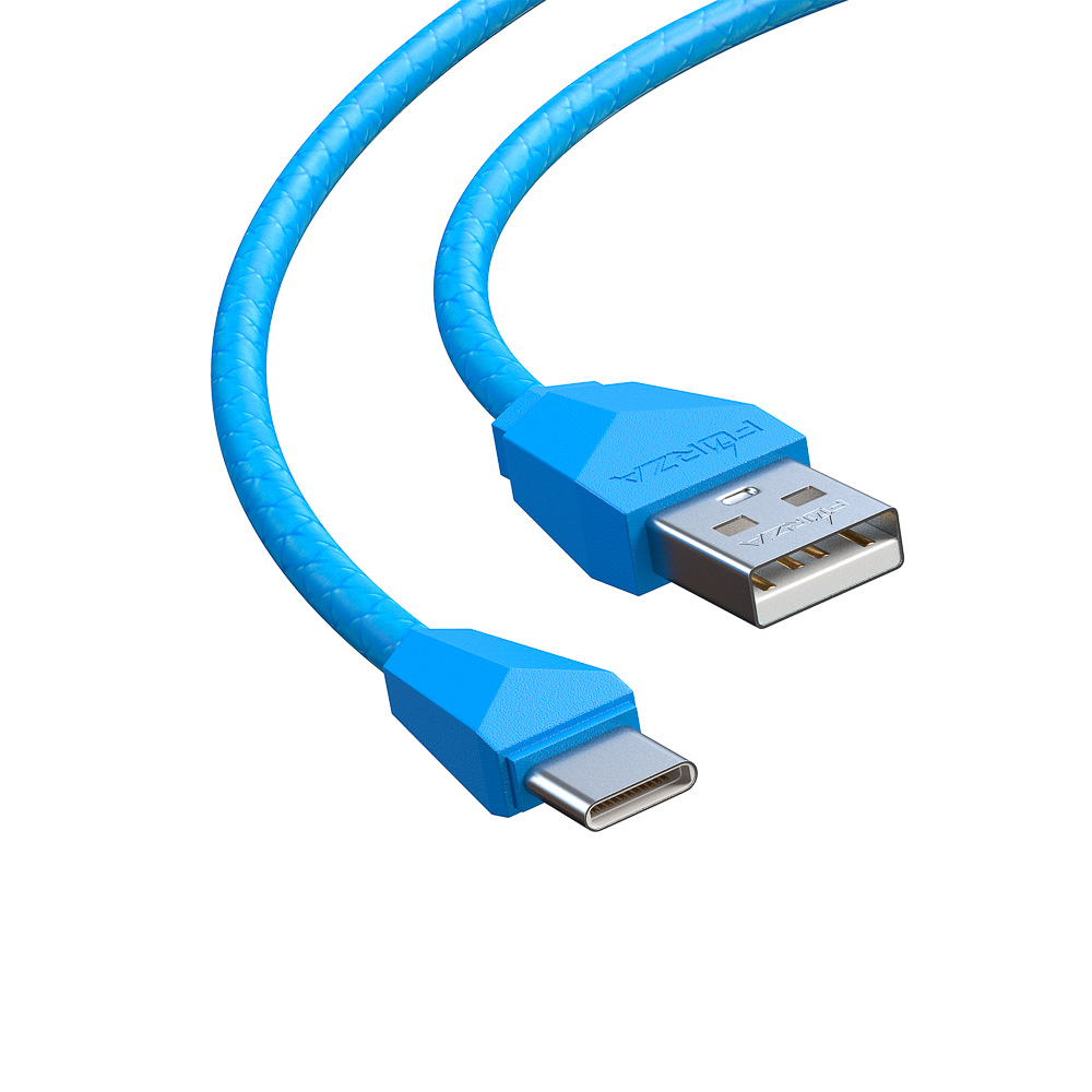 Кабель для зарядки USB(A)-Type C FORZA Комфорт, 1м, 1А, PVC, прорезиненный, 5 цветов, пакет, арт.№ 931-014
