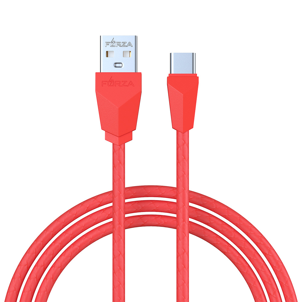 Кабель для зарядки USB(A)-Type C FORZA Комфорт, 1м, 1А, PVC, прорезиненный, 5 цветов, пакет, арт.№ 931-014