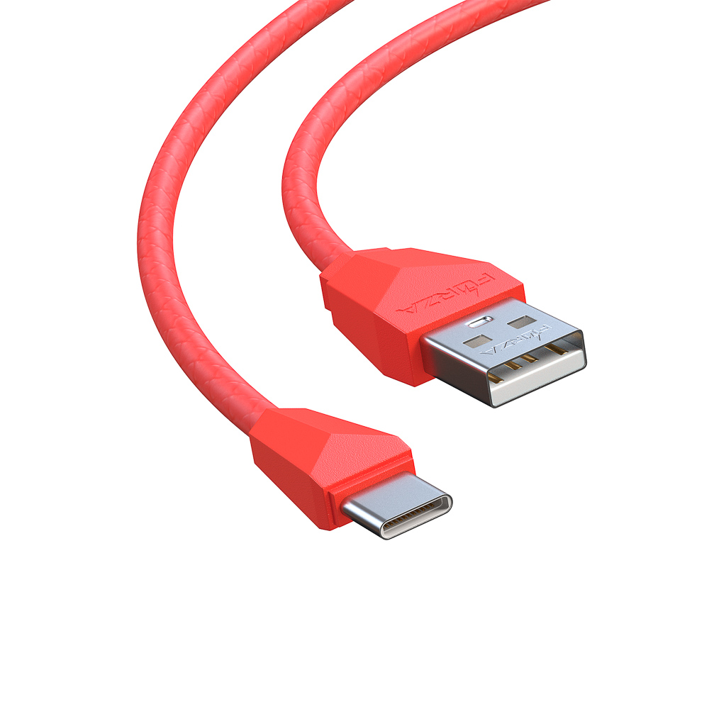 Кабель для зарядки USB(A)-Type C FORZA Комфорт, 1м, 1А, PVC, прорезиненный, 5 цветов, пакет, арт.№ 931-014