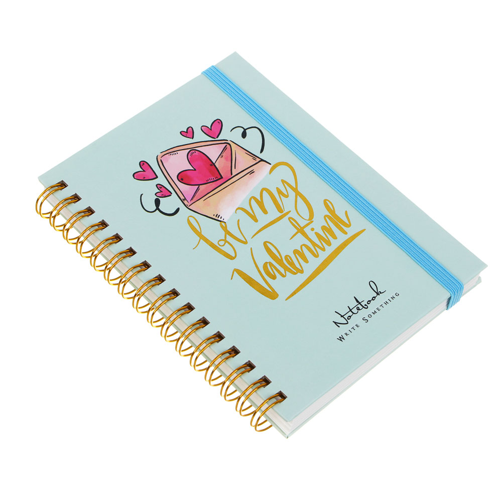 Записная книжка на спирали, на резинке, 10,5x15см, А6, 96 л., 4 дизайна, Сердца, арт.№ 574-072