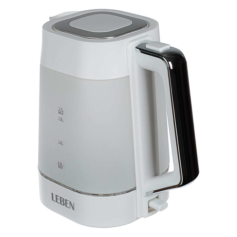 LEBEN Чайник электрический 1,7л матовое стекло, белый, арт.№ 291-140