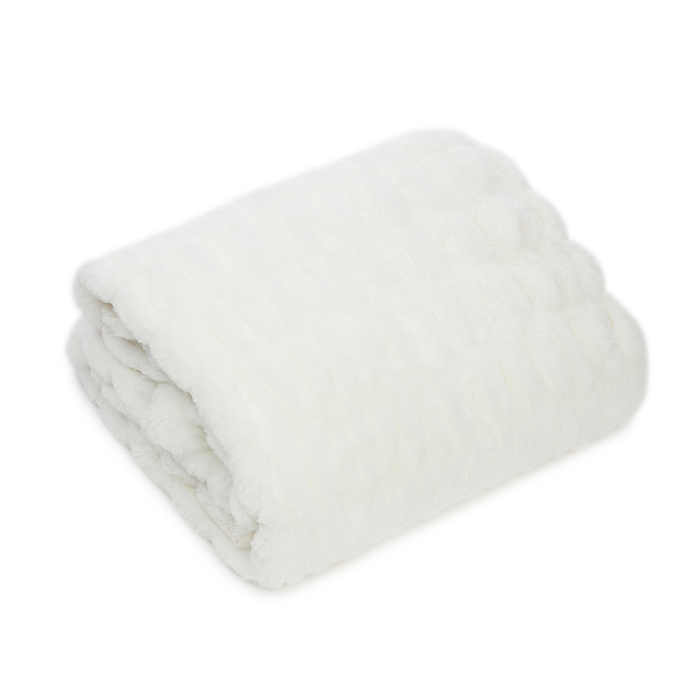 BY STAS MIKHAILOV Плед меховой 130х170см, полиэстер, белый, арт.№ 486-133