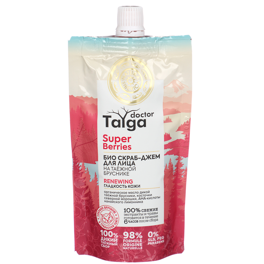 Скраб-джем для лица NATURA SIBERICA Doctor Taiga Био Обновление и гладкость кожи, дой-пак, 100 мл, арт.№ 977-212