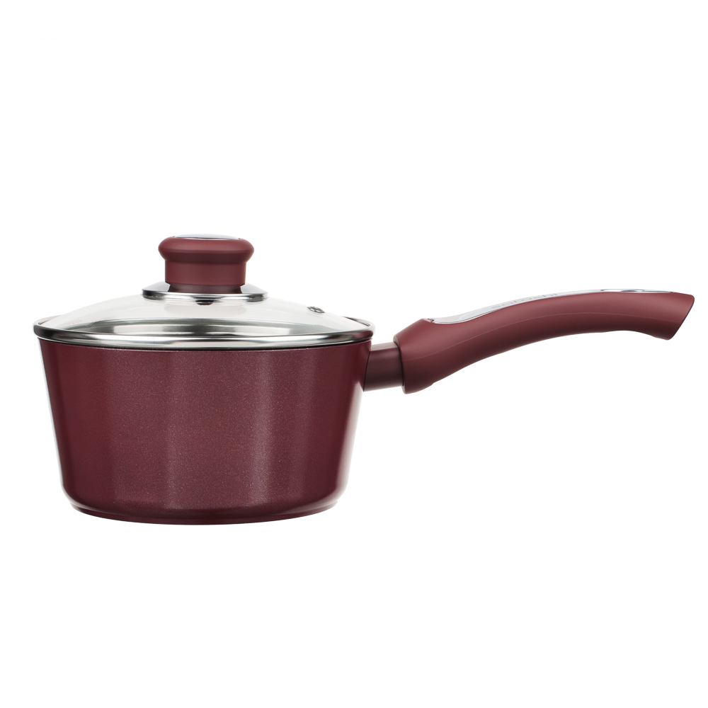 SATOSHI Ла Мери Ковш литой 1,3л, d16х8,5см, с крышкой, антипригарное покрытие мрамор, индукция, арт.№ 846-487